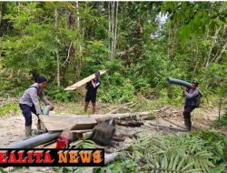 Polsek Nanga Mahap Tertibkan Aktivitas Pertambangan Emas Tanpa Izin di Dusun Enturah
