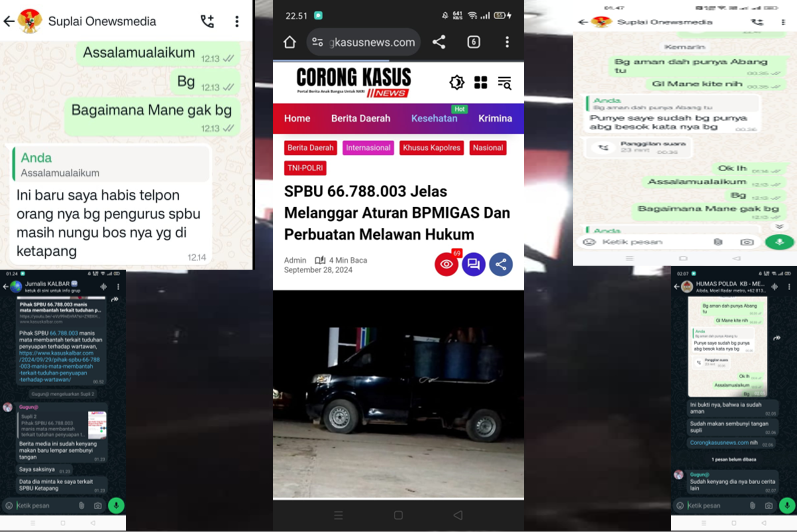 Media CorongKasusnews.com Diduga Terlibat Pembalikan Fakta Kasus Mafia Migas di Kalbar